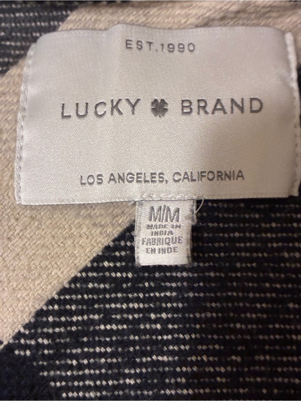 Lucky Brand Black & Cream Plaid Button-Front Shirt/Jacket “THE SHACKET” - Sz Med - Picture 3 of 6